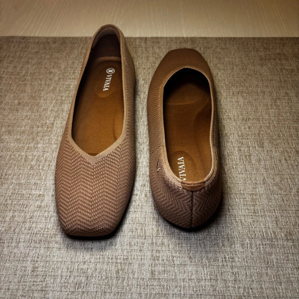 VIVAIA Margot 2.0 Espresso Square Toe Knit Flats‎ EU 40 / US 9